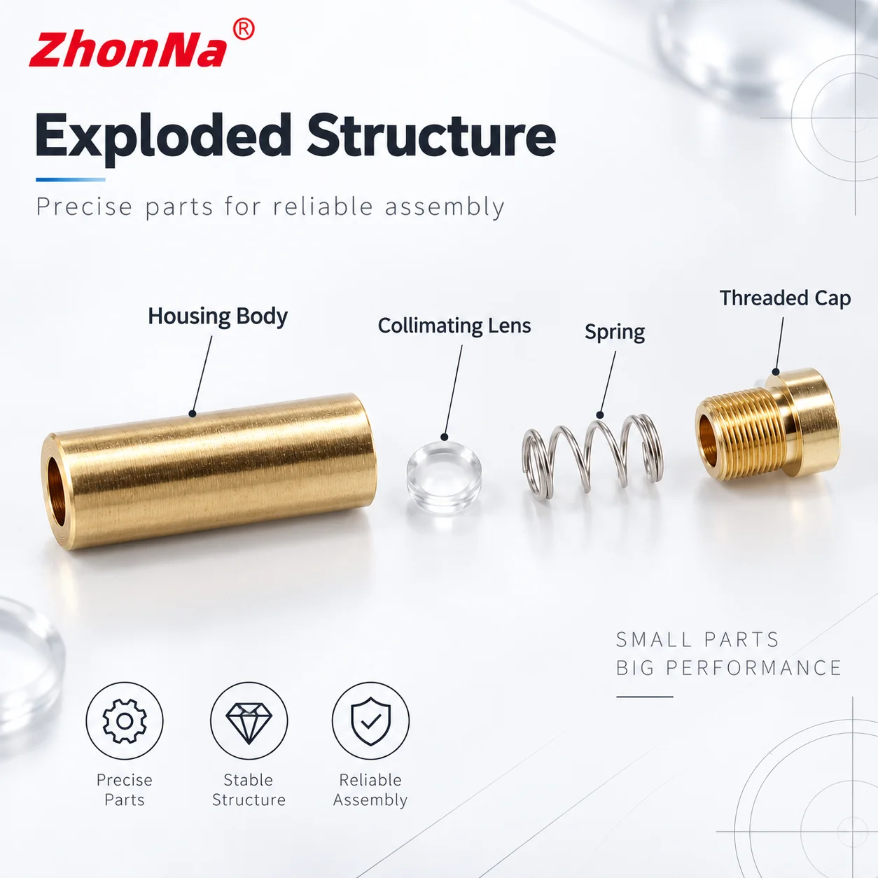 ZhonNa 22.5x7.5mm Laser Diode Housing Shell 5.6mm Collimating Lens DIY LD Module Three Wheel Alignment Tool Instrument Accessory