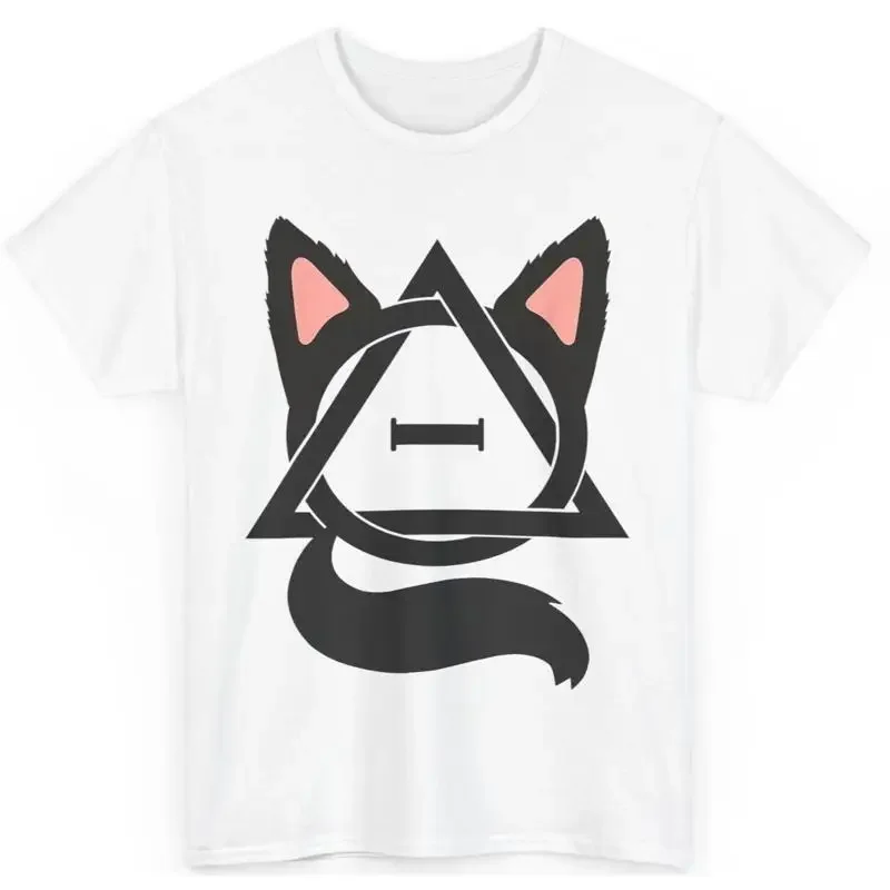 

Mystic Cat Occult Triangle Symbol Graphic T Shirt Breathable Cotton Casual Tee for Men