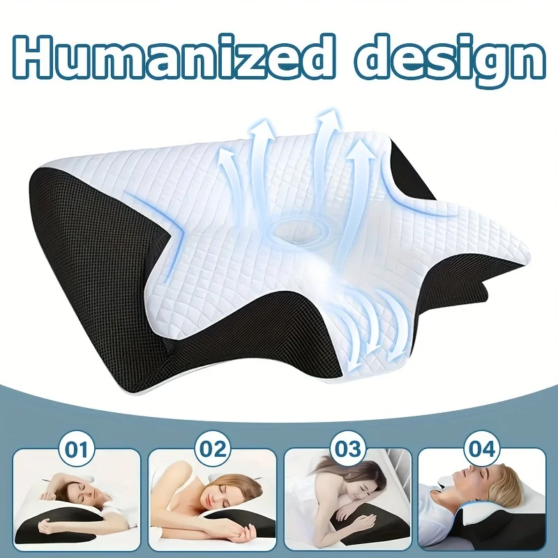 A Memory Foam Support Pillow Suitable for Cervical Pain Compression Replaceable Suitable for Supine and Side Sleepers