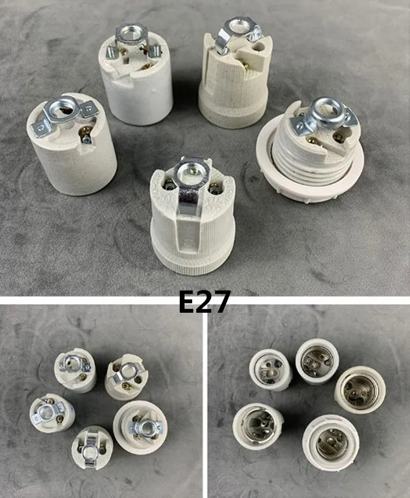 Sample order 2 pieces Pottery and Porcelain sockets E12 E14 GU10 and G9 E40 ceramic inside E27/E26 sockets CE/UL pendant holders