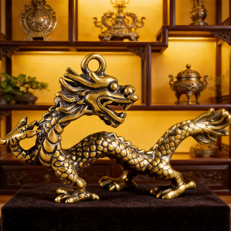 NEW Unique Cultural Gift Beast Dragon Sculpture in Vintage Bronze, A Meaningful Present for Collectors, Feng Shui or Home Accent