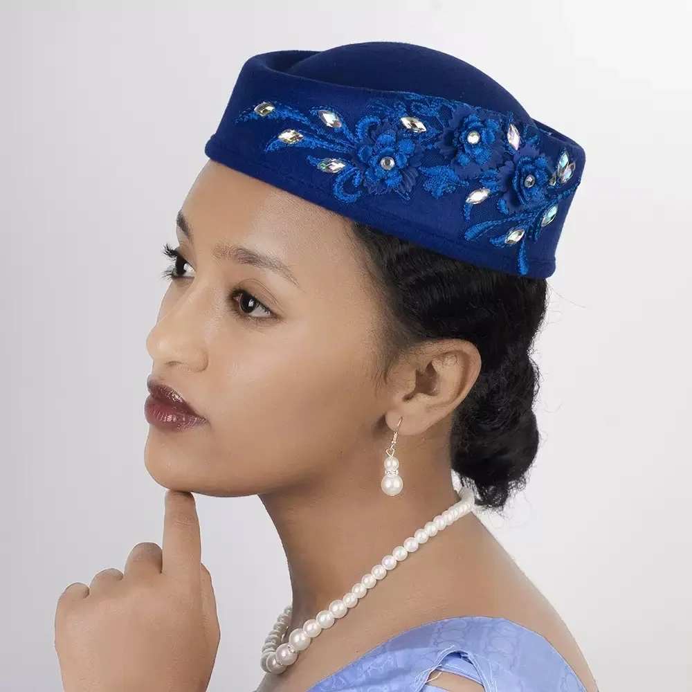 ربطة رأس أفريقية موضة الصيف والخريف قبعة عمامة أفريقية للنساء الكنيسة مع قبعات ناعمة على شكل زهرة لأغطية الرأس غير الرسمية للحفلات #5