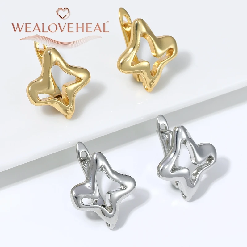 schmuckherstellung zubehör, 18K vergoldete Messing-Wellen-Stern-Ohrhaken, unregelmäßige geometrische Ohrdrahterhängungen für DIY Damen-Ohrringherstellung – Detail 18
