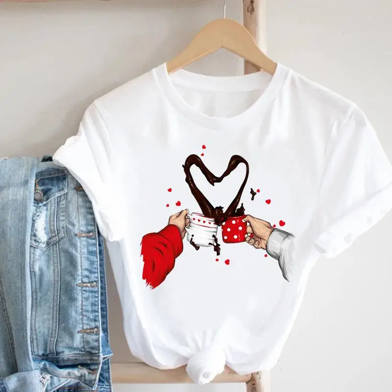 

Women Holiday Love Sweet Lovely New Year Christmas T Tee Fashion Clothes Female Cartoon Graphic Print Tshirt Top T-shirt