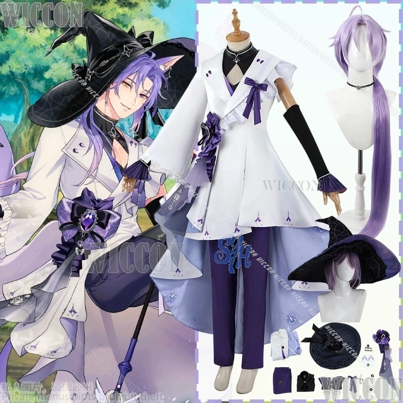 Аниме-игра Nu: Карнавал Косплей Kuya Костюм Сексуальная Униформа Волшебника Белый Волшебный Халат Большая Шляпа Брюки Длинные Парики Хэллоуин Вечеринка Cos Аниме-игра Nu: Карнавал Косплей Kuya Костюм Сексуальная Униформа Волшебника Белый Волшебный Халат Большая Шляпа Брюки Длинные Парики Хэллоуин Вечеринка Cos