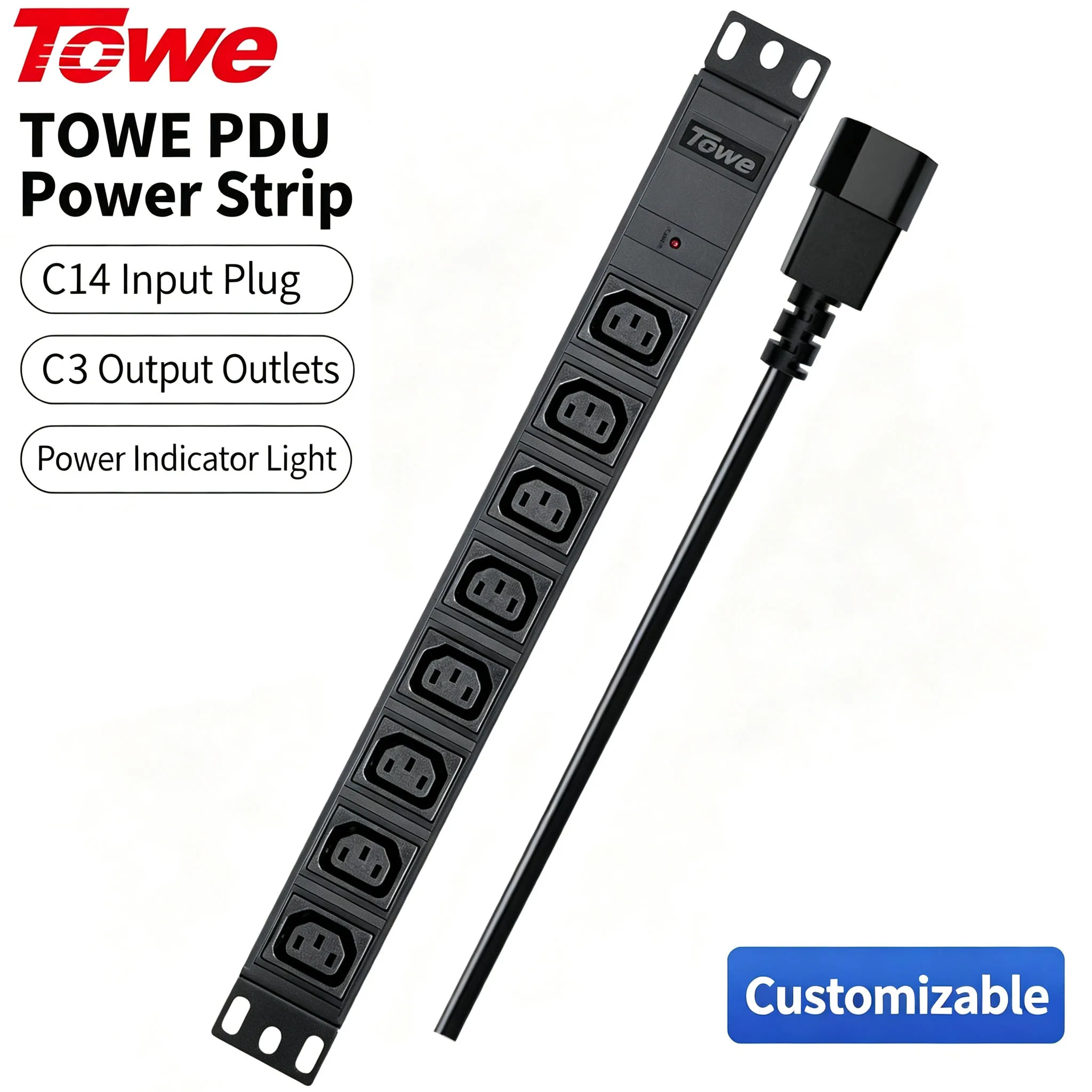 unidad-de-distribucion-de-energia-pdu-towe-1u-de-19-pulgadas-para-montaje-en-rack-8-salidas-iec-c13-entrada-c14-metalica-con-indicador-led-para-rack-de-servidores-y-datos