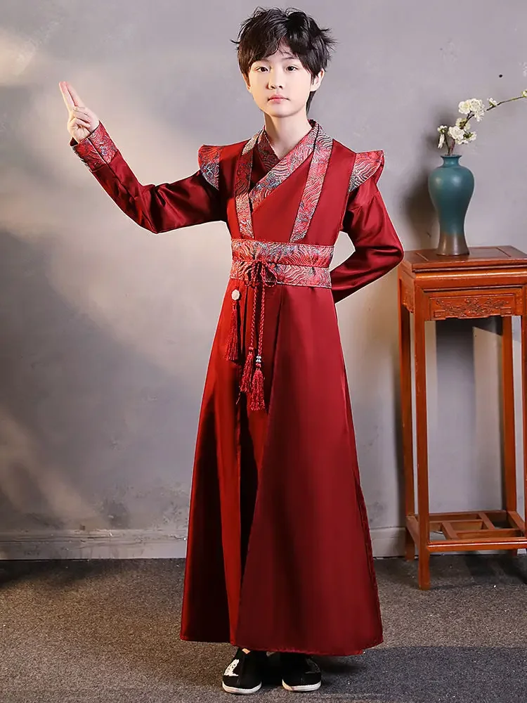 زي هان للأطفال لمهرجان منتصف الخريف للأولاد على الطراز الصيني زي المدرسة الصينية القديمة هانفو القديم