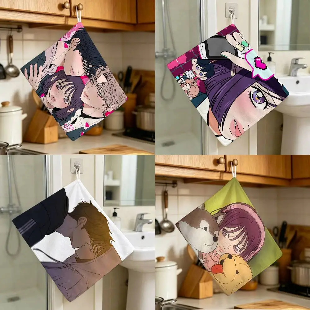 ovely Korean True Love Polyester Cotton Hanging Kitchen Towel Manhwa Skin Hand Wiping Towel Operation For Hotel Household
