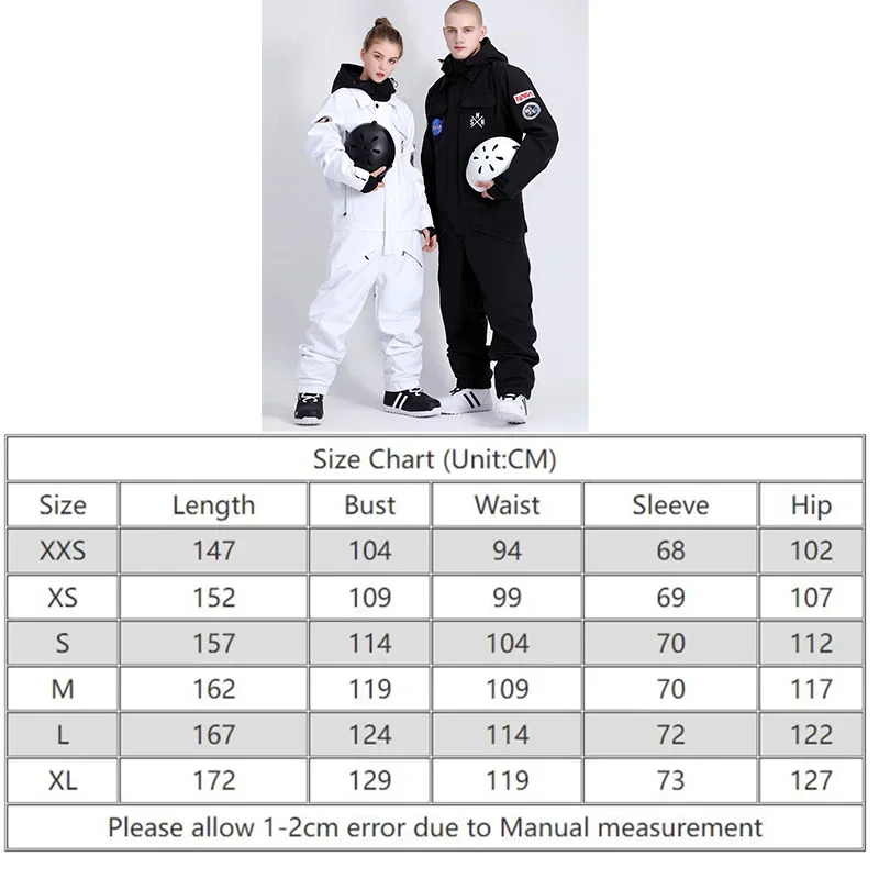 Outdoor Mountain Sport Man Skiing Jumpsuit Winter Hooded Women One Piece Snowsuit Motorcycle Waterproof Female Overalls Clothes