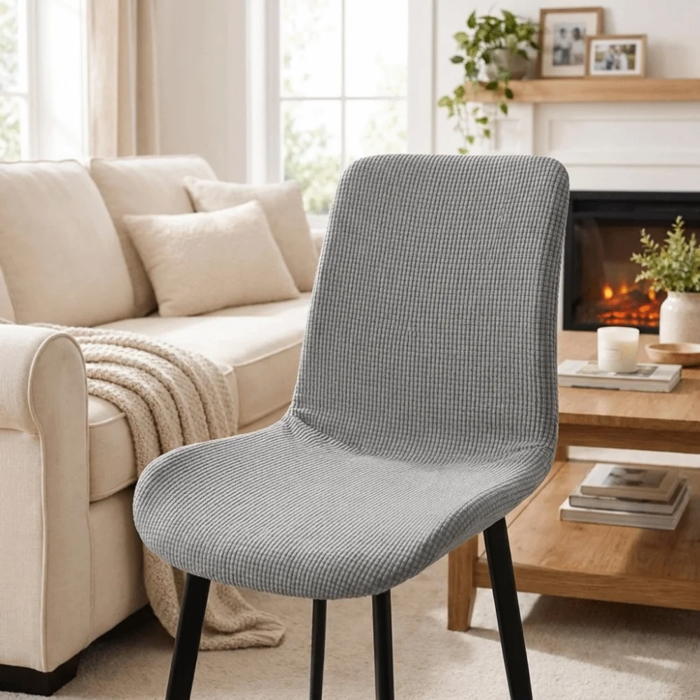 Minimalist Removable Shell Chair Cover Elastic Solid Color Dining Chair Cover Thicken Decorative Seat Cover Living Room