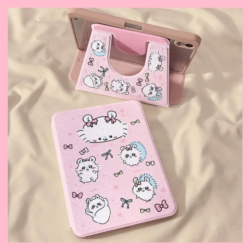 Anime Momonga Chiikawa IPad Case 360 Degree Rotating Protective Cover for IPad 2026 8th 9th 10th Gen Air 6 Pro 11 Mini Cartoon
