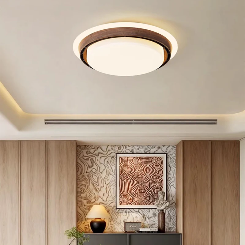 LED Bladeless Fan Light Walnut Color White Bedroom Invisible Leafless APP Remote Control Dimming Room Decor Sealing Fan Lamp