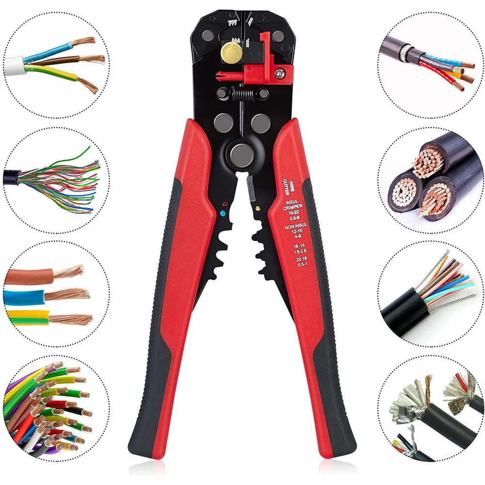 Self-Adjusting Wire Stripper Cutter, Wire Crimping Tool Wire Pliers for Wire Stripping, Cutting, Crimping 10-24 AWG (0.2-6.0mm²)