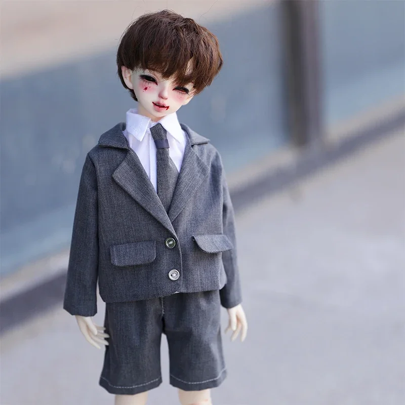 

Одежда для куклы BJD для размеров 1/4 1/5 1/6, серый костюм, белая рубашка с длинными рукавами, галстук, брюки, шорты, одежда для куклы BJD, аксессуары для кукол