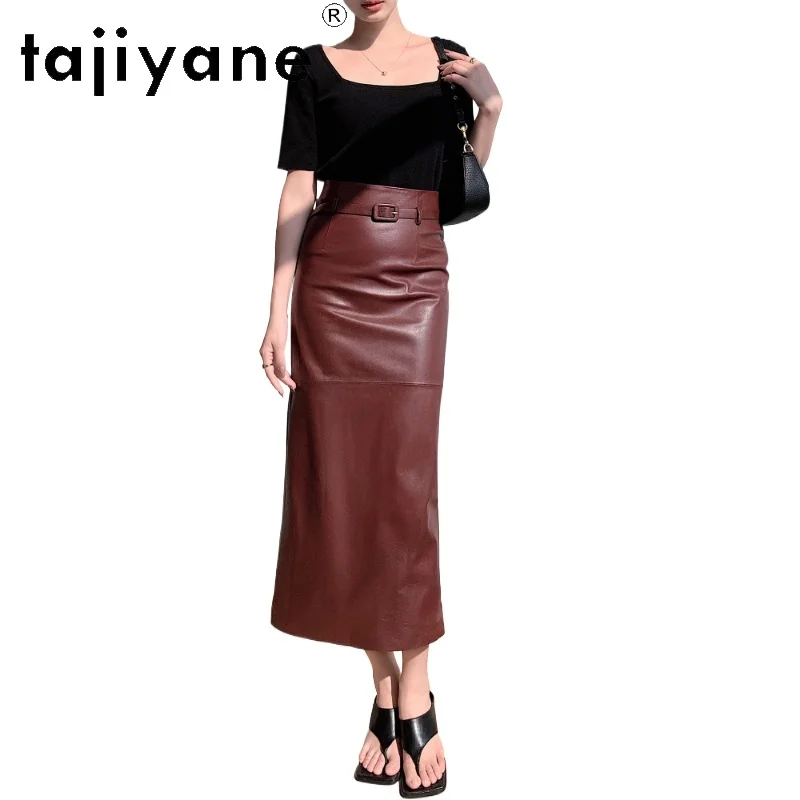 KMETRAM 100% Top-grain Sheepskin Skirts for Woman High Quality Genuine Leather Long Skirt Women Fall Clothes 2025 юбка шорты