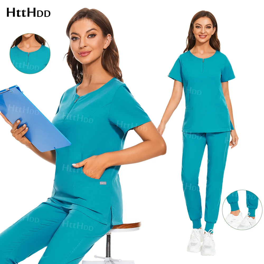 

Клиническая униформа для женщин, однотонные мягкие скрабы для кормления, медицинская униформа, хирургические платья, модные брюки на молнии