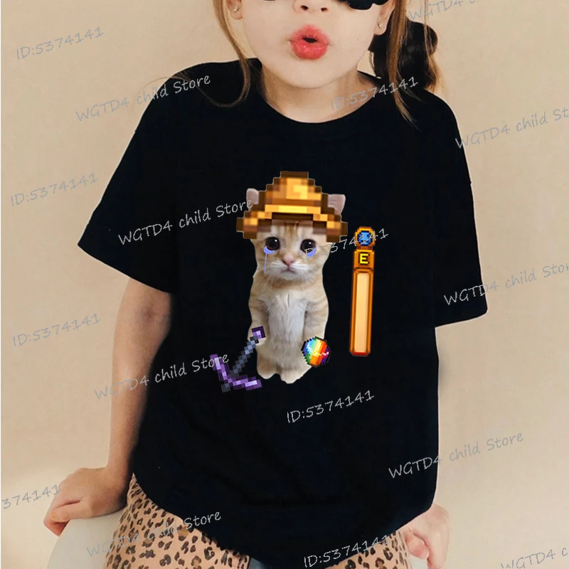 Funny Cartoon Cat Shirt Design Children's Clothing Spring Summer Essential for Youngsters Girls Boys Cute Animal Lover T-shirts