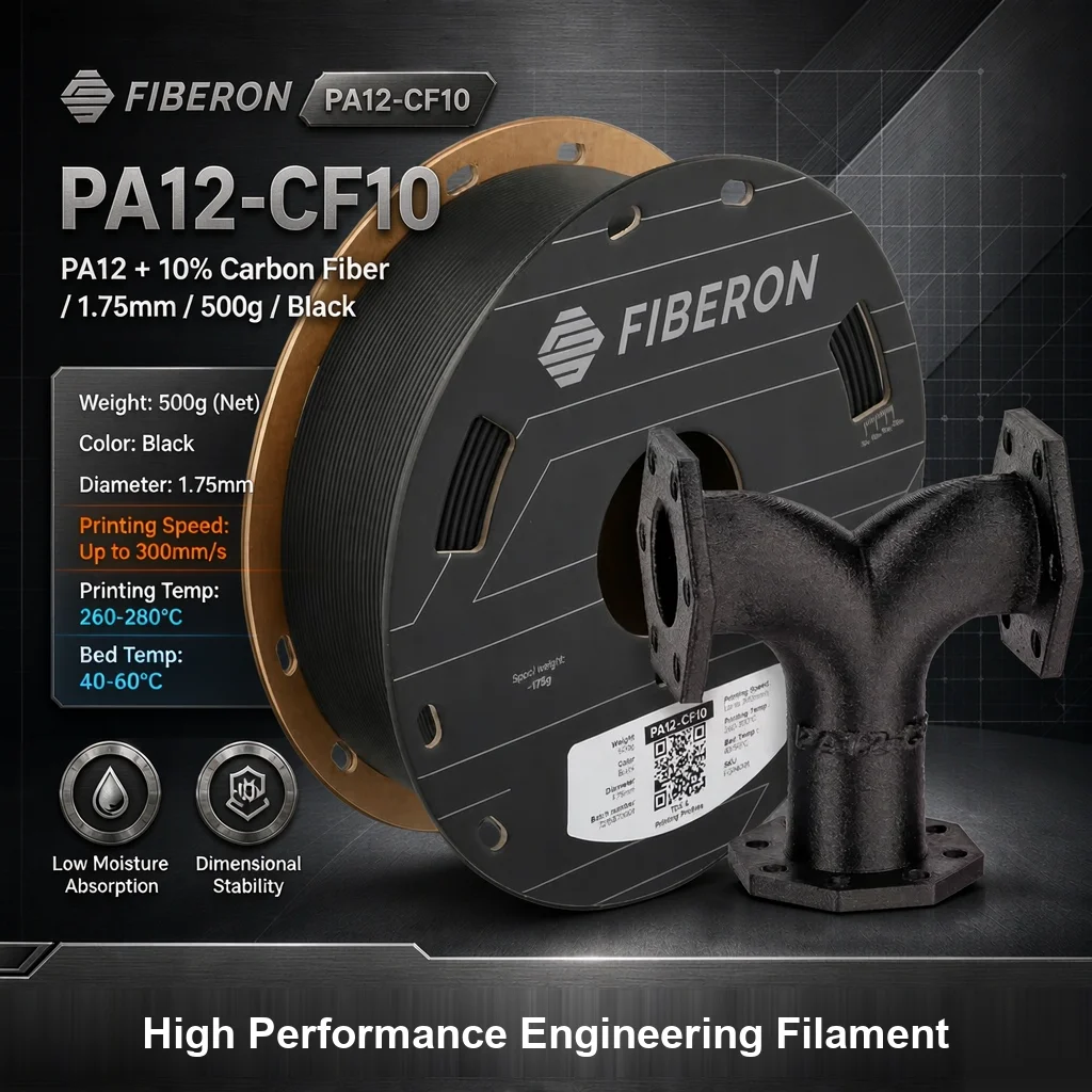 Polymaker PA12-CF10 3D Filament 1.75mm 0.5kg Polymaker Fiberon Carbon Fiber Reinforced Nylon High Toughness Engineering Material