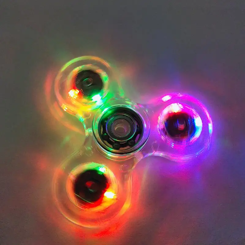 Crystal Finger Spinners Luminous LED Light Fidget Spinner Hand Top Glow In Dark Stress Relief Toys Kinetics Gyroscope For Childs