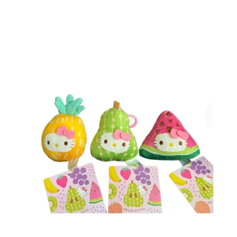 الفاكهة الاستوائية النادرة Hellokitty حقيبة سحر ألعاب من نسيج مخملي المفاتيح معلقة الديكور الأناناس الكمثرى البطيخ لينة محشوة الحيوان