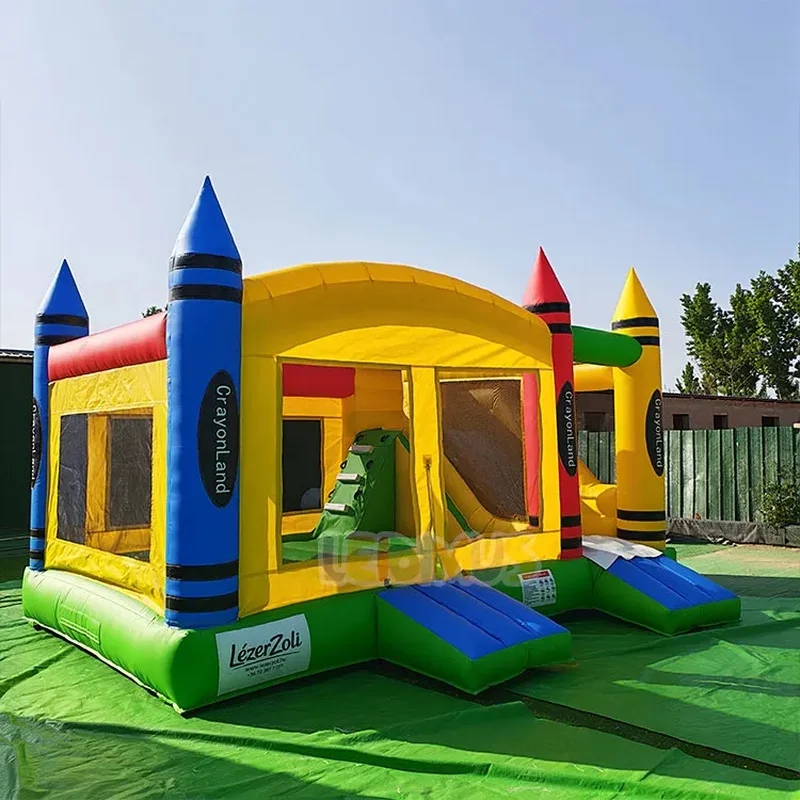 Commercial Grade PVC Inflatable Bouncy Castle Kids Adult Jumping Castle Party Rental Crayon Inflatable Bounce House with Slide