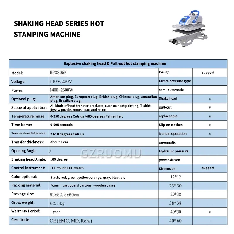 40x50cm Heat Press Machine - Home Use Digital Heat Transfer, 180° Rotation, Multifunctional Sublimation Printer for T-Shirts & M