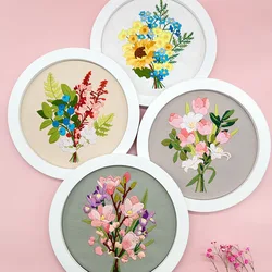 Flower DIY Embroidery Kit Cross Stitch for Beginner Painting Pattern Printed Handmade Needlework Sewing Art Craft Home Decor