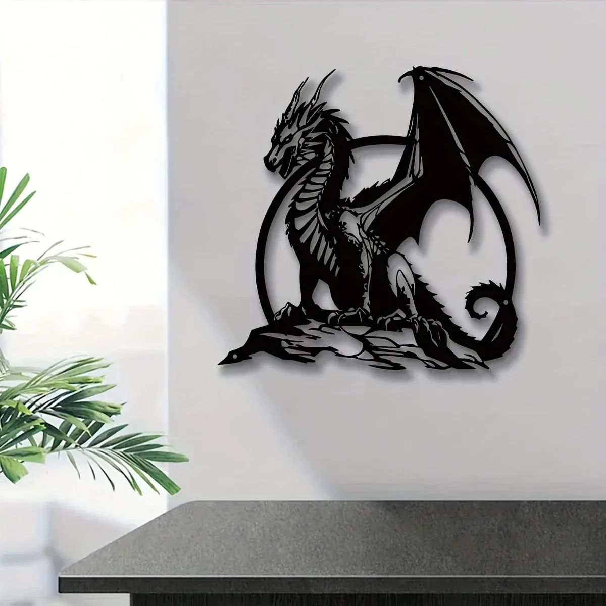 1 Stück atemberaubende Metall-Drachen-Wandkunst – 11,81 Zoll Eisenskulptur für Innen- und Außendekoration, perfekt für Wohnzimmer, Terrasse oder Balkon – Detail 2