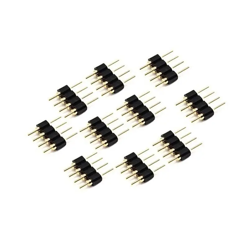 Tira de Led Rgb de 4 pines, adaptador de enchufe macho, conector para tira de luz 3528 5050, 50 piezas