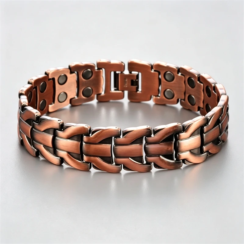 High Quality 16mm Pure Copper Magnetic Bracelet for Men Metal Magnet Therapy Chain Wristband, Health Energy Jewelry Gift for Men