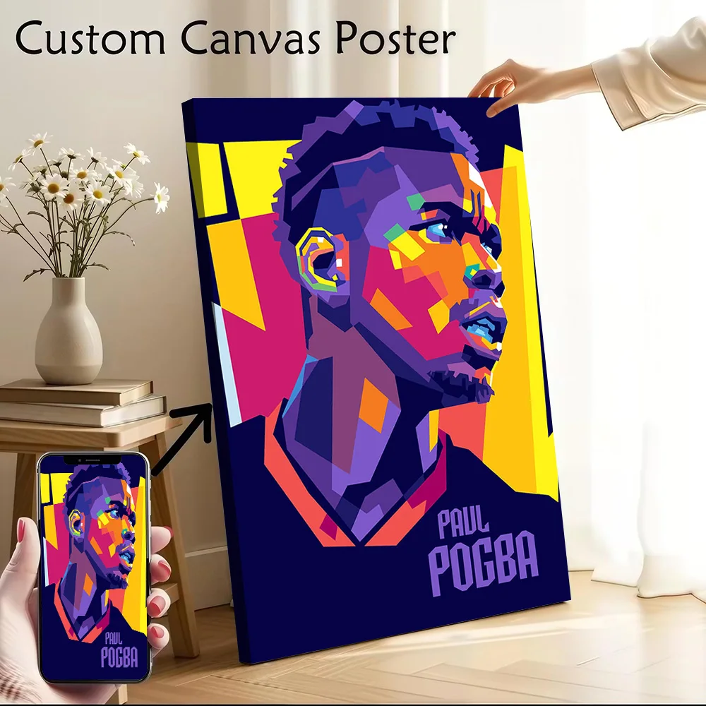 Paul Pogba Printed Canvas Poster Custom Pictures Wall Art Canvas Painting for Decorative Picture Home Decorations Room Decor