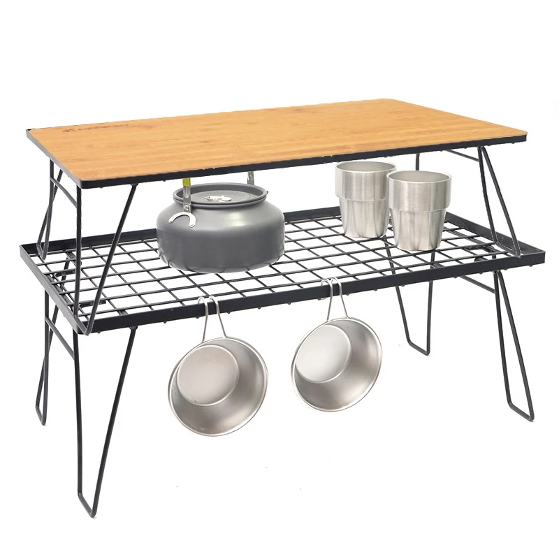 Lightenup Camping Picnic Mesh Table Multi-functional Thicken Iron Shelf Portable Foldable Table Picnic Venue Shelves Storage Bag