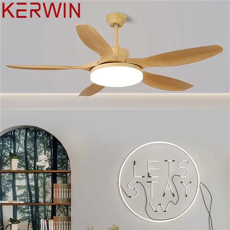 KERWIN Modern Fan Light Luxury Living Room Restaurant Bedroom Study LED Ceiling Fan Light Remote Electric Fan Light