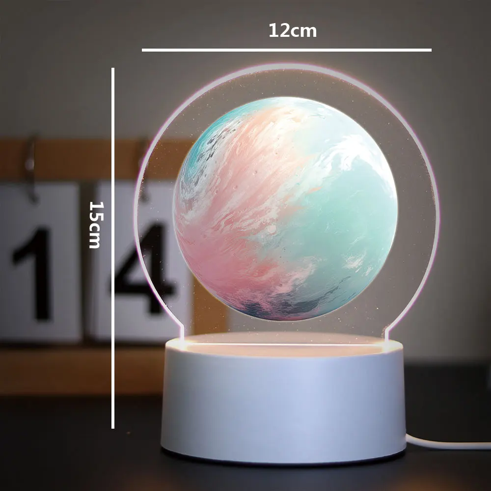 Creative universe planet Night Light Mars Table Bedside Lamp For Home Decor earth model Acrylic lamps Kids Birthday gift