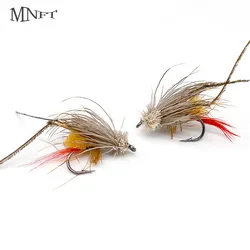 MNFT 10PCS 6# Fly Fishing Grass Hopper Flies Terrestrial Dry Yellow Egg Inside Brown Beard Peacock Flies