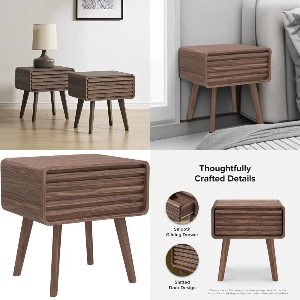 mid-century modern nightstand with drawer: sleek side table for bedside use
