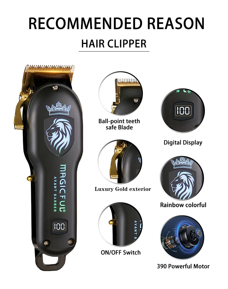 MAGICFUL Neue Professionelle Haarschneidemaschine Wiederaufladbare Elektrische Trimmer Für Männer Bart Kinder Friseur Schneiden Maschine Haarschnitt Maschine – Detail 3
