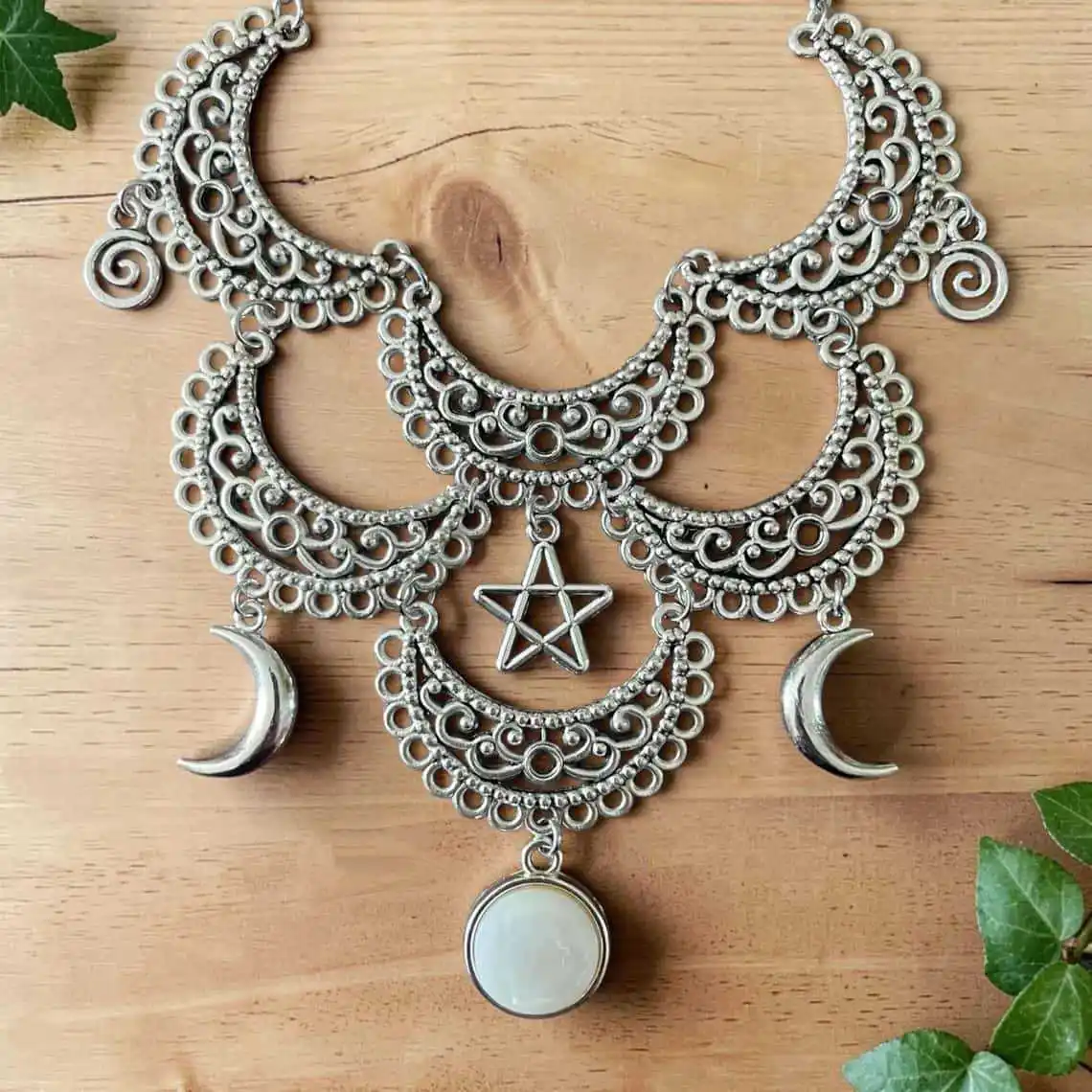 Engraved Moon Choker,Gothic jewelry,witchcraft accessories,mysterious,pagan,vortex,Pentagram,Vintage,Necklace for Women Girl