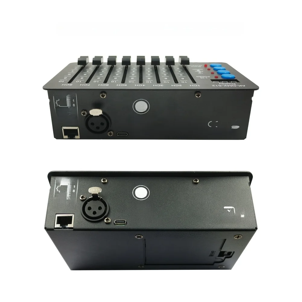 Compact DMX512 Control Console 512 Channel Lighting Controller Weighing 530g with 8 Faders and 3-Digit LED Display
