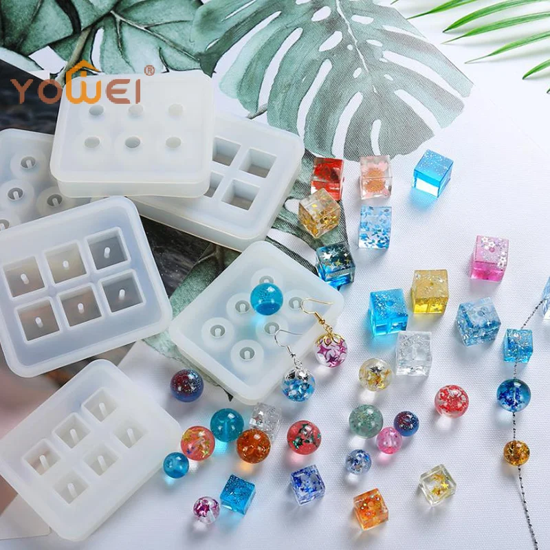 LatestRectangle Silicone Mould Square Bead Ball 6 Holes DIY Epoxy Jewelry Pendant Mold