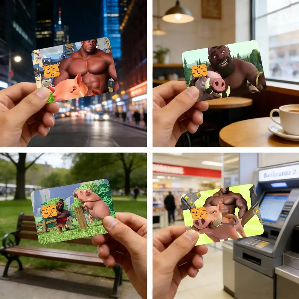 Funny Pig Knight Waterproof skin protector stickers for bank cards credit cards debit cards public transport cards