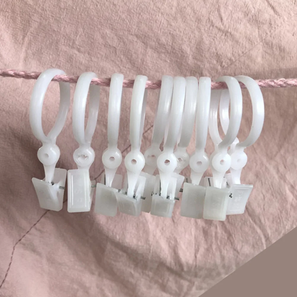 50Pcs Curtain Ring Clips Safe Strong Plastic Material Easy to Use Detachable for Various Curtains Curtain Rings with Clips