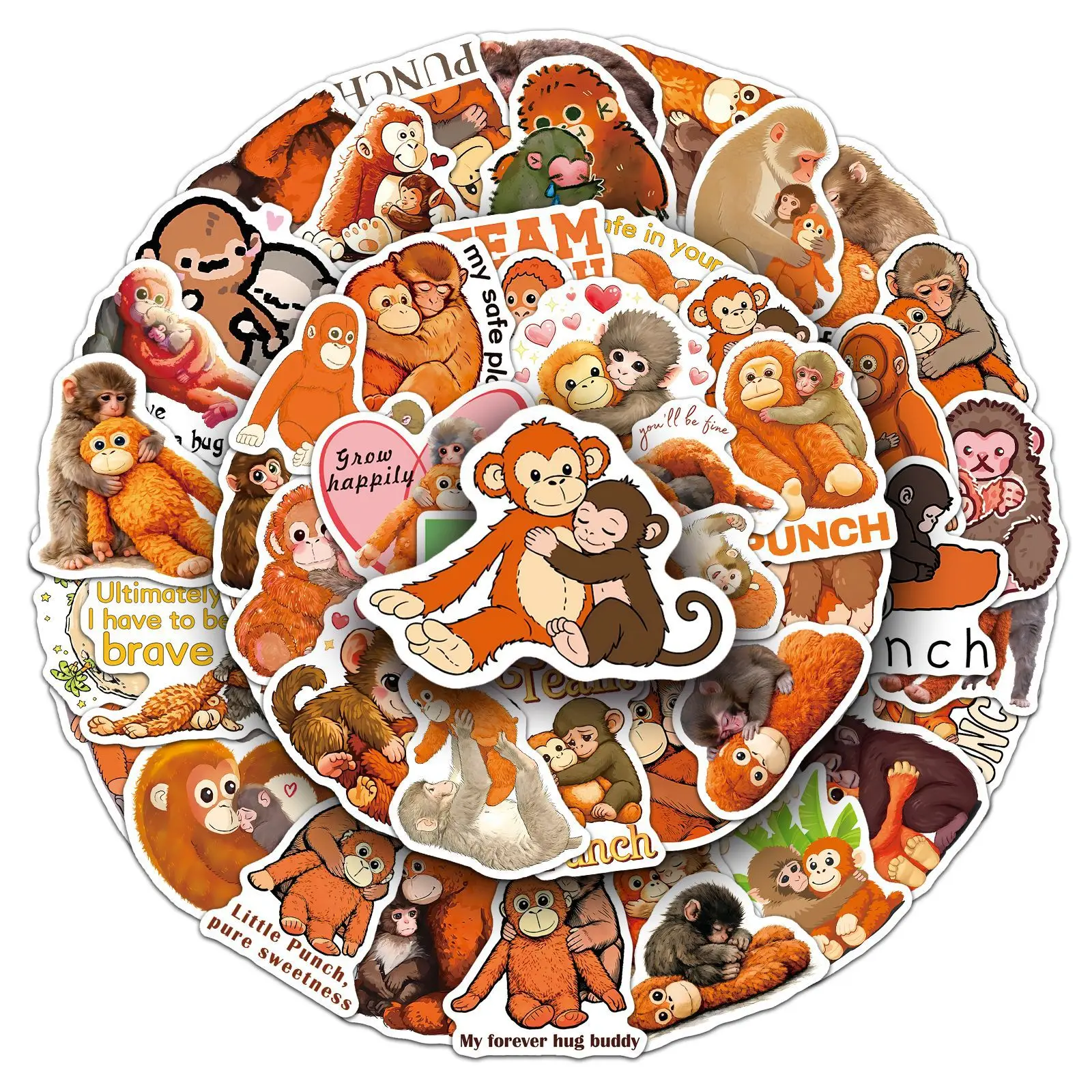 10/50PCS Lonely Monkey Punch Stickers Internet Celebrity Animal Sticker for Computer Notebook Stationery DIY Toys Secret