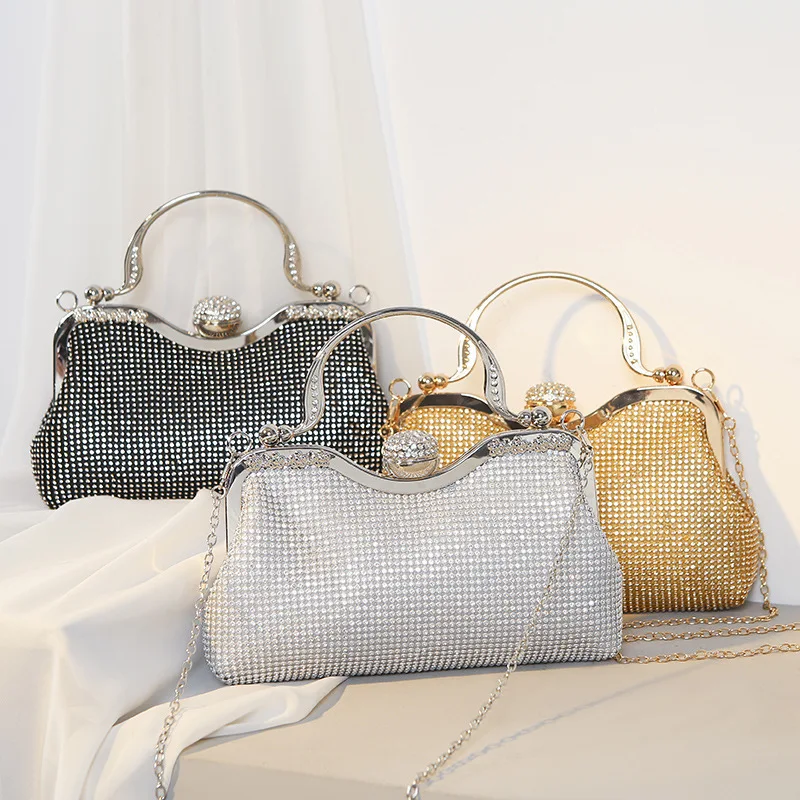 

Retro Diamond Embedded Ladies Handbag Evening Bag Crossbody Ball Gown Versatile Water Diamond Handbag Soft ell Lo Bule