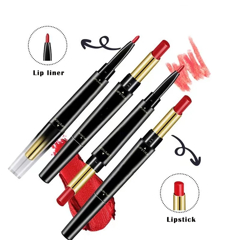 6 Color Matte Lipstick Lip Liner 2 In 1 Brand Makeup Lipstick Matte Durable Waterproof Nude Red Lipstick Lips Make Up