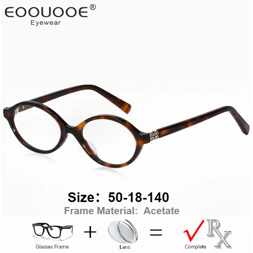 EOOUOOE Blue Light Blocking Reading Glasses Handmade Myopia Eyeglasses Women Oval Frames Photochromic Prescription Eyewear