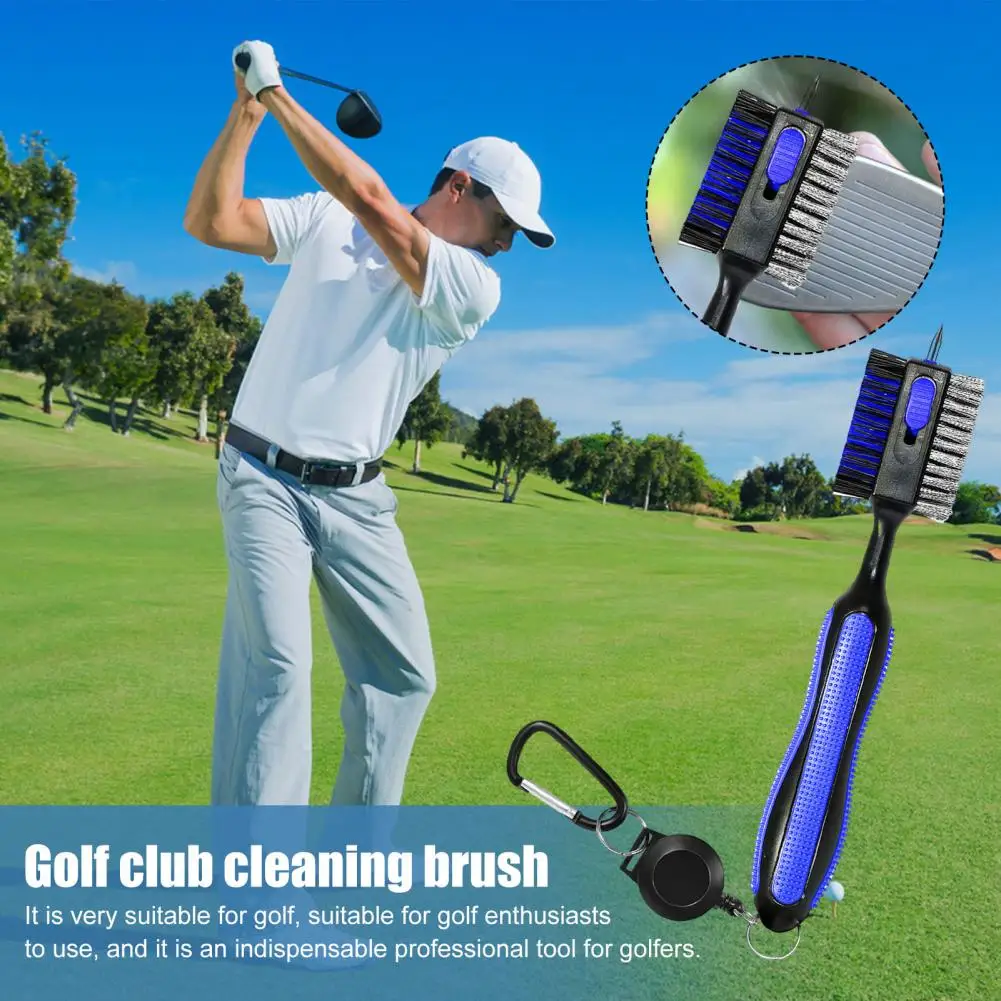 Golf Club Cleaner Golf Brush Tool Lightweight Golf Club Brush with Retractable Zip-line Carabiner Essential for Men for Outdoor