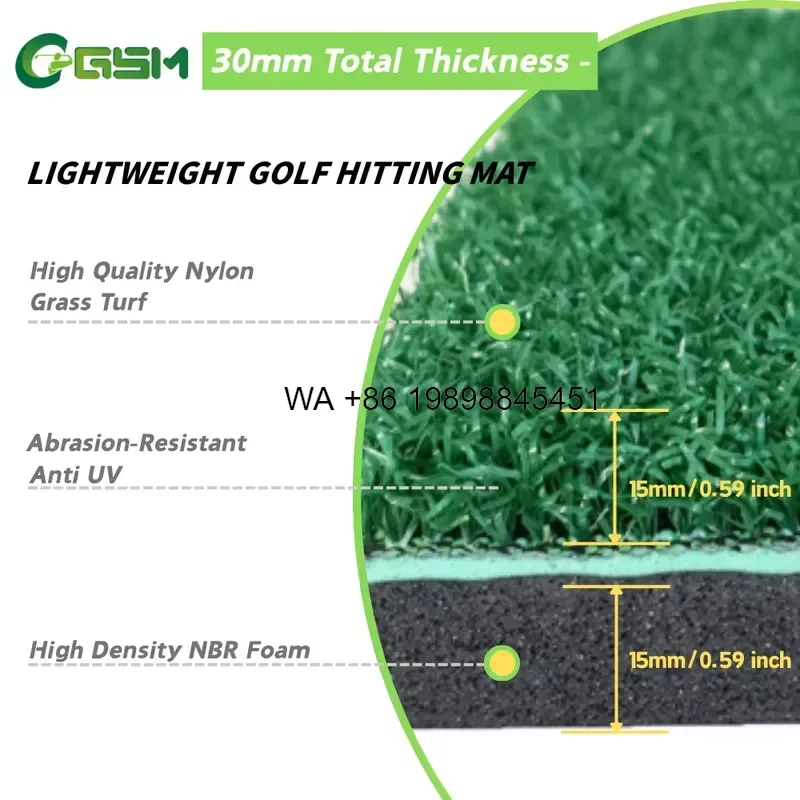 Wmwmnu for YouSee 15MM Nylon Knitted Crimp Curled Synthetic Grass Flooring Hitting Turf Mat 1500x1500mm Convenient