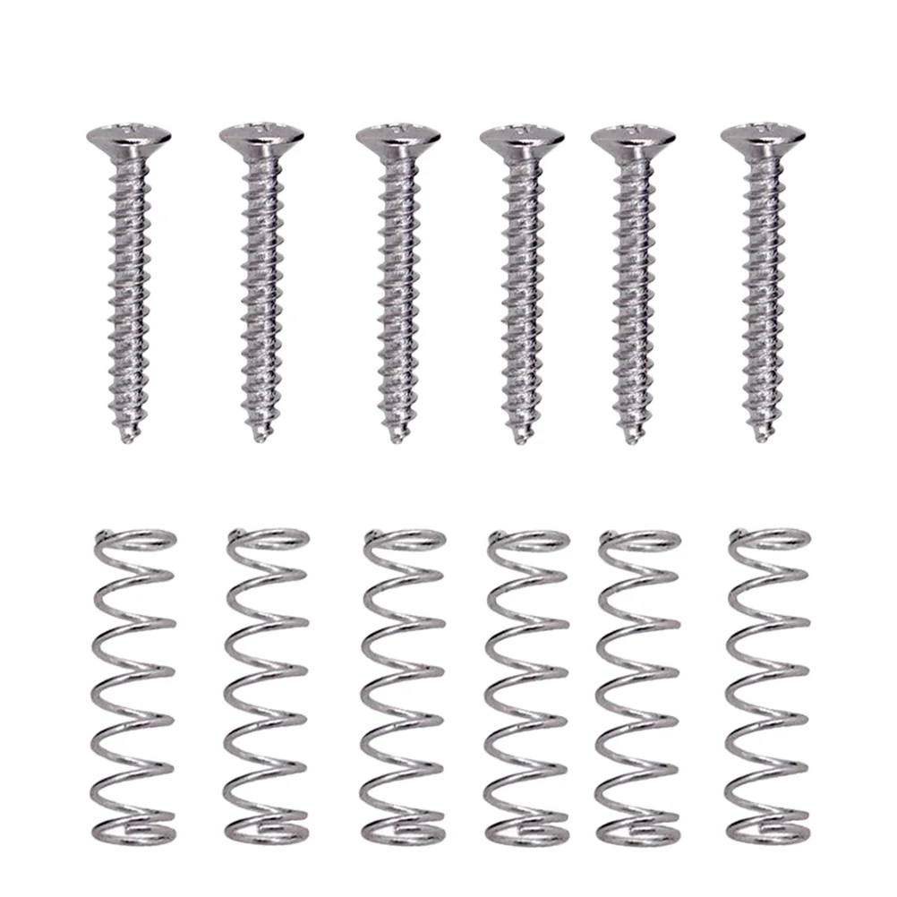 Pack of 6 Electric Guitar Single Coil Pickup Screws with Springs (Silver) pickup screws guitar pickup screws and springs