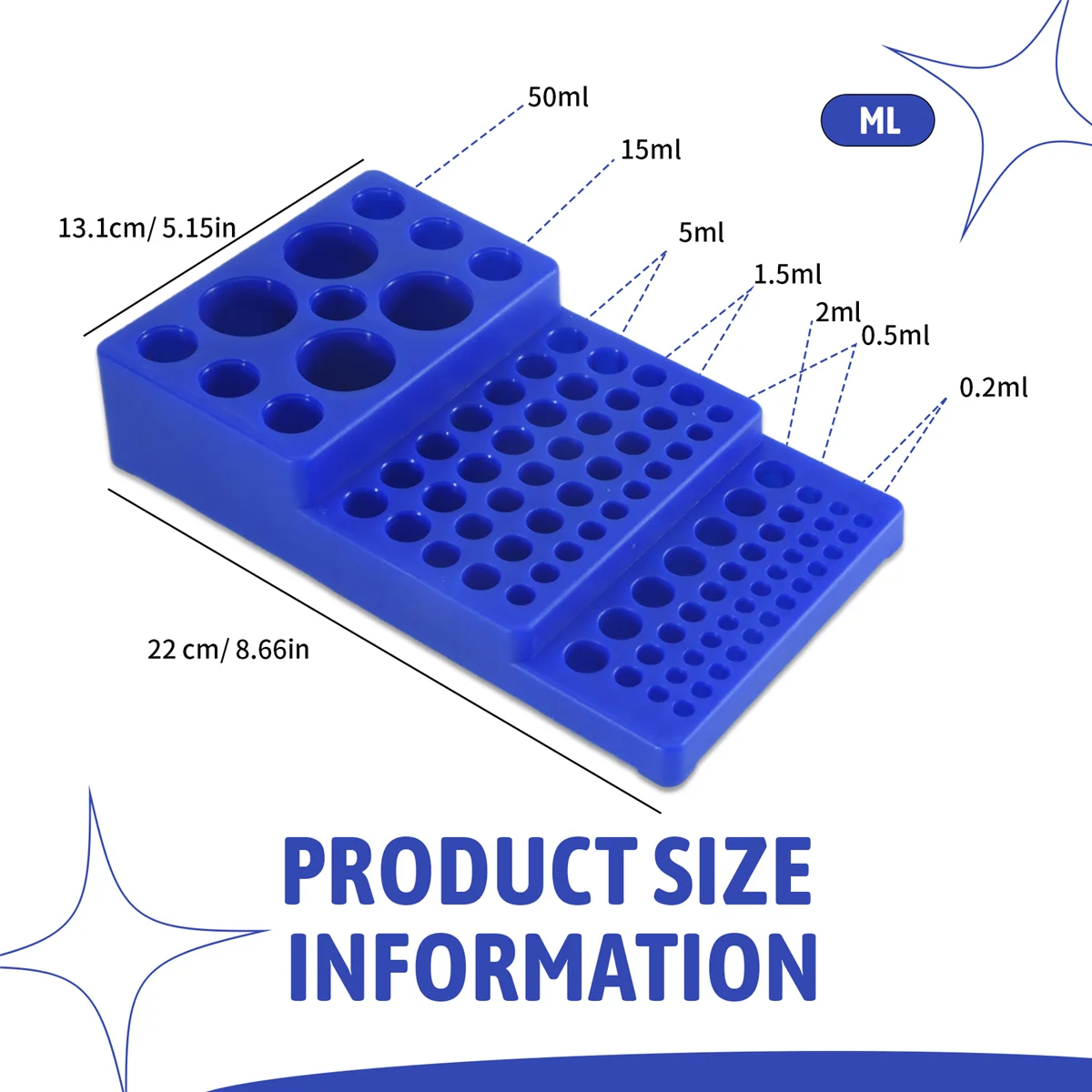 

HLES Multifunctional Centrifuge Tube Rack 0.2/0.5/1.5/2/5/10/15/50Ml Stepped Test Tube Laboratory Supplies